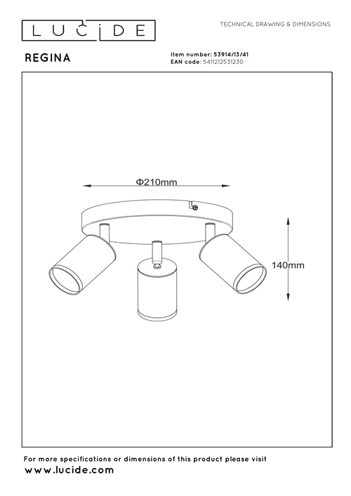 Lucide REGINA - Spot plafond - Ø 21 cm - 3xGU10 - Taupe | Essential - technique